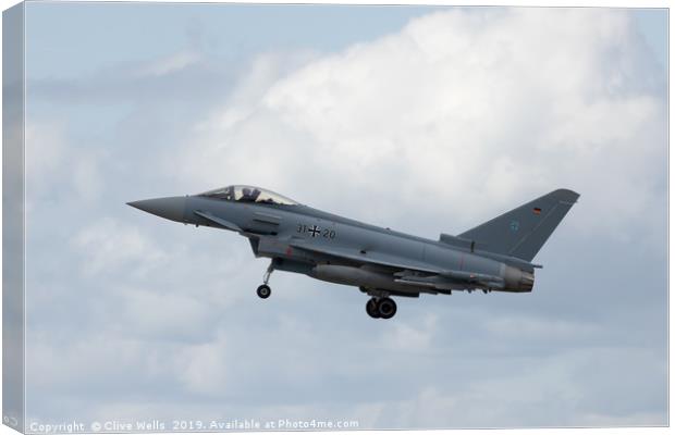 Ef2000 Eurofighter Typhoon on finals at RAF Waddin Canvas Print by Clive Wells