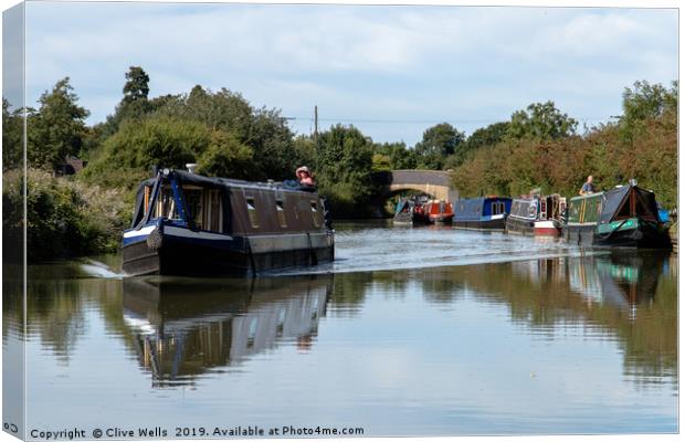 Busy day on the Grand Union Canal in Blisworth Canvas Print by Clive Wells