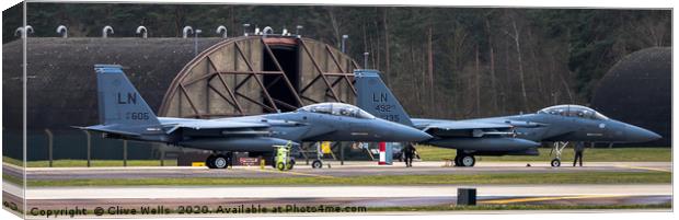 A pair of Eagles at RAF Lakenheath Canvas Print by Clive Wells