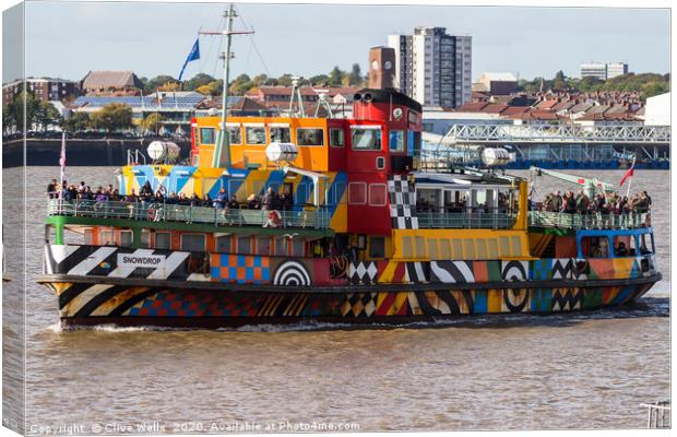 Packed Mersey Ferry on Liverpool`s waterfront Canvas Print by Clive Wells