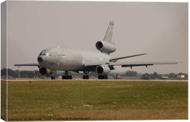 KC-10 Extender on runway at RAF Mildenhall Canvas Print by Clive Wells