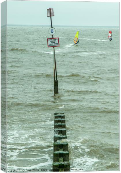 Windsurfers at Hunstanton in Norfolk Canvas Print by Clive Wells