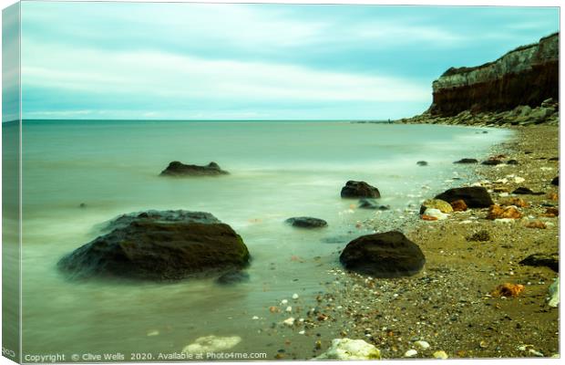 Hunstanton cliffs at high tide in Norfolk Canvas Print by Clive Wells