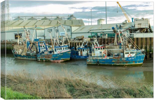 Line up of fishing boats Canvas Print by Clive Wells