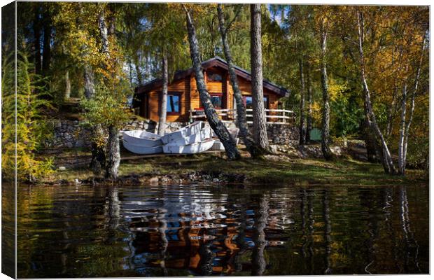 Lodge on the banks of a Loch Canvas Print by Jamie Moffat