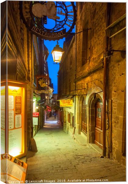 Looking down Grand Rue, Mont Saint Michel, France Canvas Print by Lenscraft Images