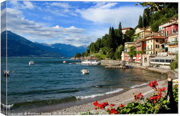 A shot of Varenna, Lake Como, Italy. Canvas Print by Matthew Homes