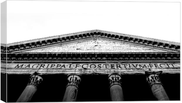 black and white Bottom view of the roman Pantheon  Canvas Print by Valerio Rosati