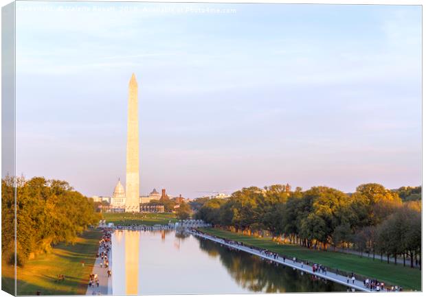 Washington Monument and Reflecting Pool Canvas Print by Valerio Rosati