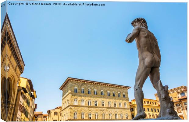 Michelangelo's David statue seen from behind Canvas Print by Valerio Rosati