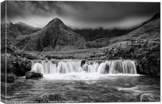 Calm before the storm, Fairy Pools. No.2, B&W Canvas Print by Phill Thornton