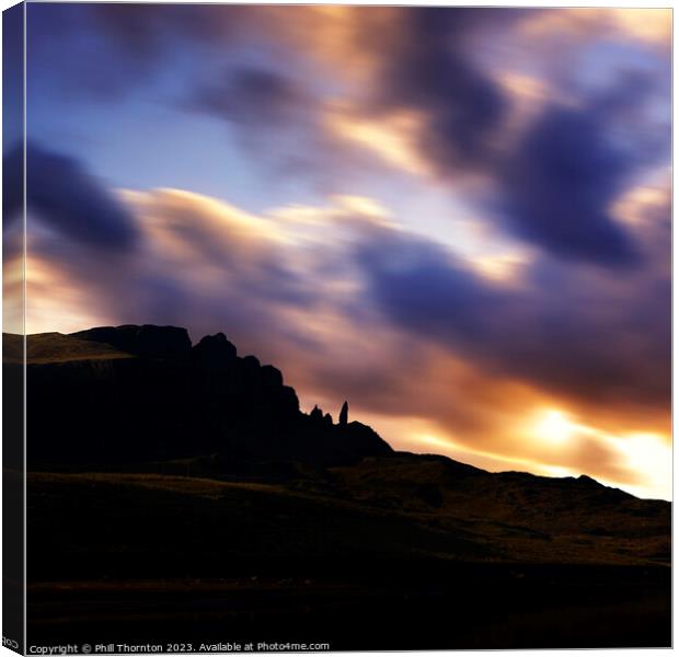 Majestic Sunset at The Old Man of Storr No. 4 Canvas Print by Phill Thornton