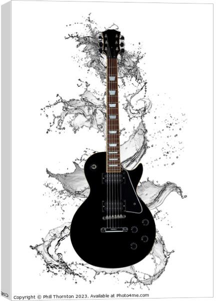 Electric Guitar Rides Water Wave Canvas Print by Phill Thornton