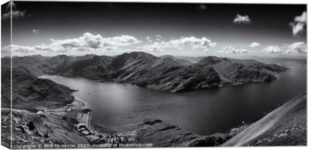 View from Beinn Sgritheall over Loch Hourn B&W Canvas Print by Phill Thornton