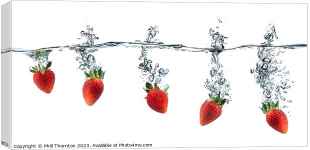 Tempting Red Strawberry Splash Canvas Print by Phill Thornton