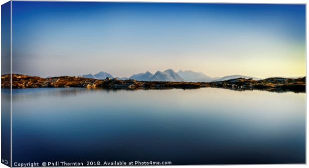 View across Loch na Clarlaich to the Isle of Skye. Canvas Print by Phill Thornton