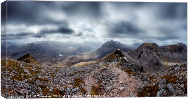 View from the top of Spidean Coire nan Clach Canvas Print by Phill Thornton