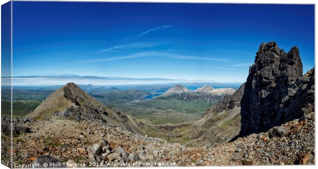 View of the Red Cuillins from the Black Cuillin  Canvas Print by Phill Thornton