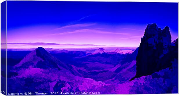 View of the Red Cuillins from the Black Cuillin di Canvas Print by Phill Thornton