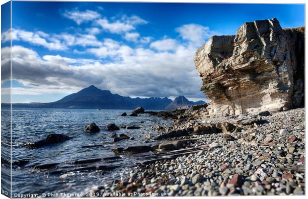 View from Elgol to the Black Cuiliins Canvas Print by Phill Thornton
