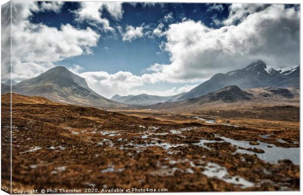 Black and Red Cuillin mountains from Sligachan Canvas Print by Phill Thornton