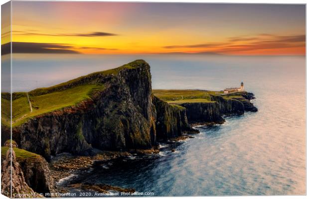 Neist Point at sunset, Isle of Skye. Canvas Print by Phill Thornton