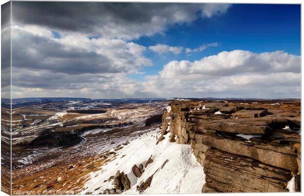 Winter view across Stanage Edge Canvas Print by Phill Thornton