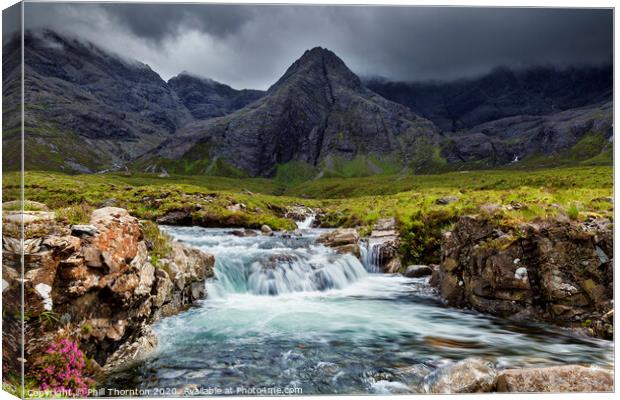 Calm before the storm, Fairy Pools. No. 2 Canvas Print by Phill Thornton