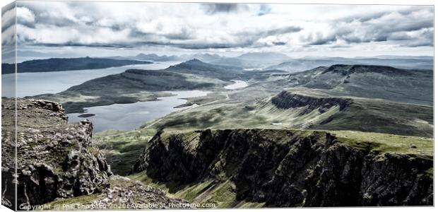 Dramatic skies from the top of the Storr, Isle of  Canvas Print by Phill Thornton