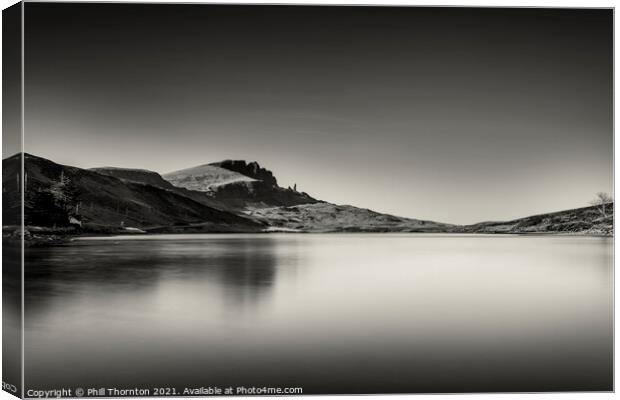 The Old Man of Storr No. 2 Monochrome. Canvas Print by Phill Thornton