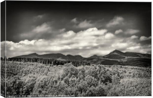 The Goatfell Mountain range, Isle of Arran. B&W Canvas Print by Phill Thornton