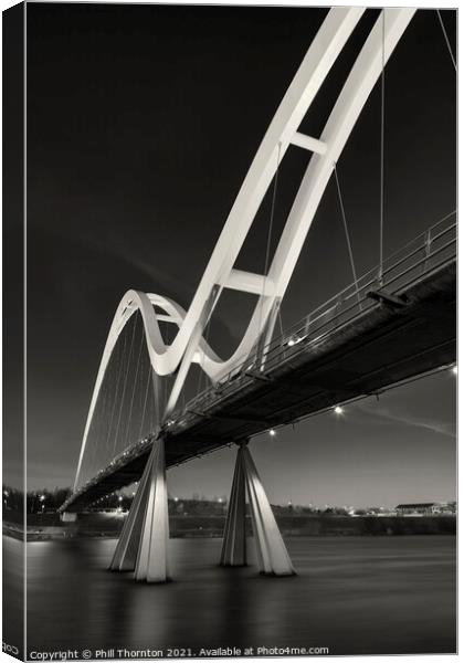 Infinity Bridge, Stockton-on Tees. No. 3 B&W Canvas Print by Phill Thornton