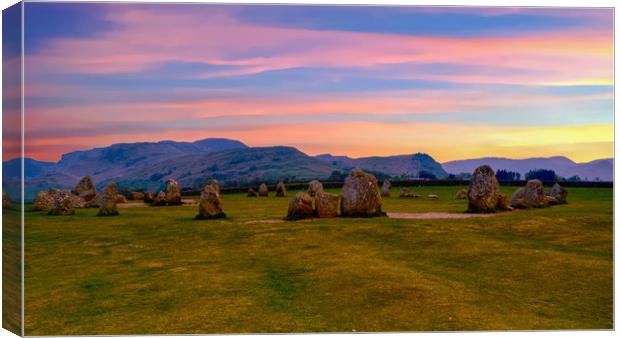 Sunset over Castlerigg Stone Circle Canvas Print by Scott Paul