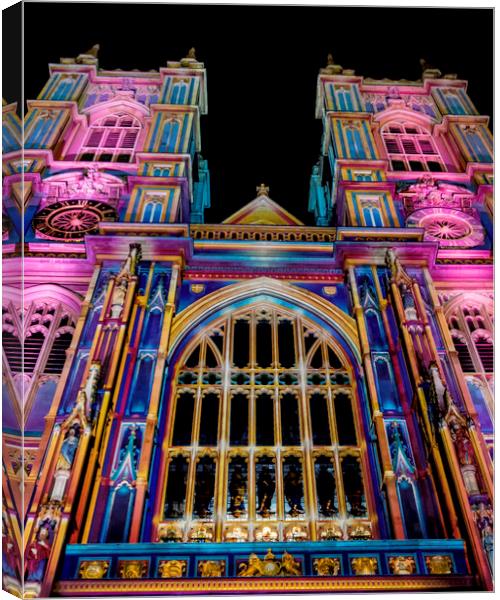 Illuminated Westminster Abbey Canvas Print by Simon Belcher