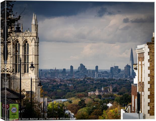 Cityscape view from Gypsy Hill, London Canvas Print by Simon Belcher