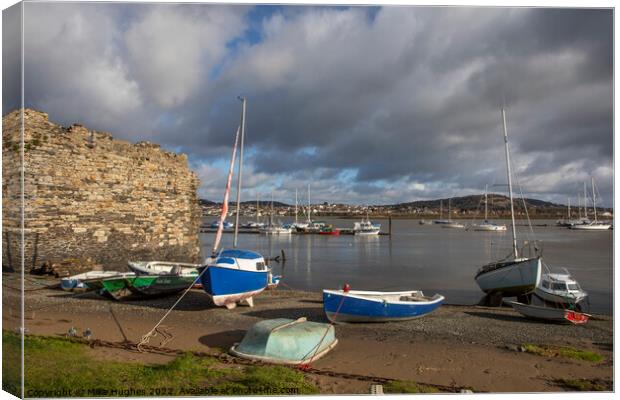 Moored at Conwy Quay Canvas Print by Mike Hughes