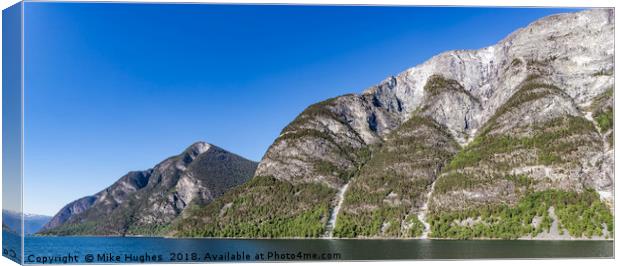 Norwegian fjords Canvas Print by Mike Hughes