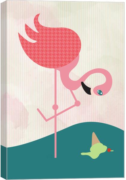 Flamingo had an ice cream Canvas Print by Martha Lilia Guzmán Marín