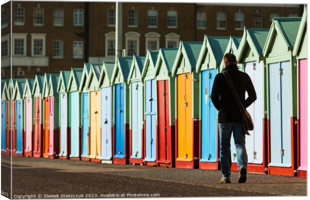 Hove Beach Huts Canvas Print by Slawek Staszczuk