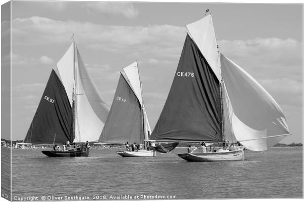 oyster smacks running before the wind Canvas Print by Oliver Southgate