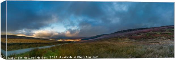 Sunset Over Stanage Edge Canvas Print by Carol Herbert