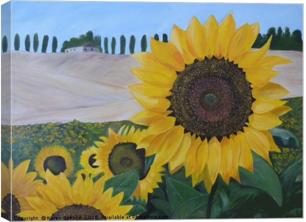Tuscan Sunflowers Canvas Print by Karen Spence