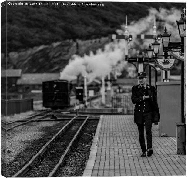 Safely Departed, Festiniog Railway. Canvas Print by David Thurlow
