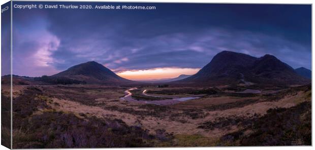 Glen Etive Panorama Canvas Print by David Thurlow