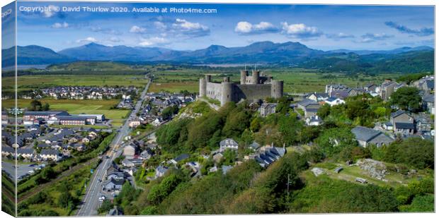 Harlech Castle and Town Canvas Print by David Thurlow