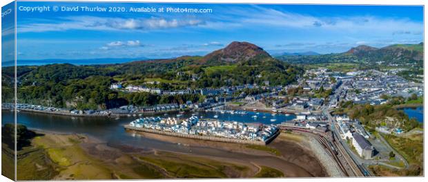 The idyllic harbour town of Porthmadog, gateway to Canvas Print by David Thurlow
