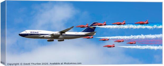 747 BAOC and Red Arrows flypast Canvas Print by David Thurlow
