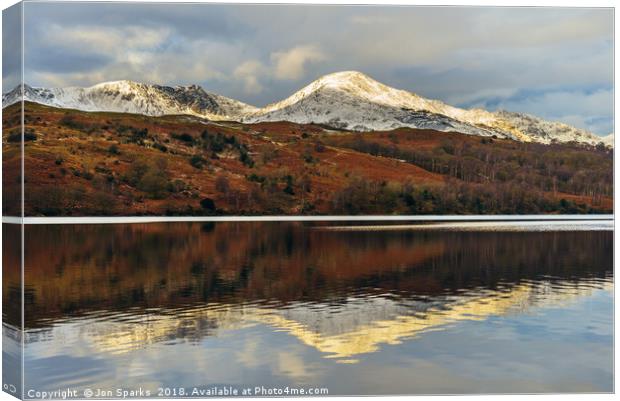 Coniston Water reflections Canvas Print by Jon Sparks