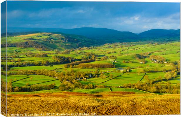 The Lune valley from Holme Knott. Canvas Print by Jon Sparks