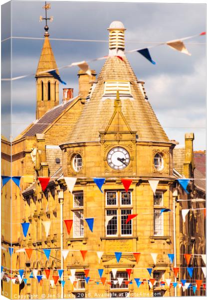 Bunting and public library Canvas Print by Jon Sparks